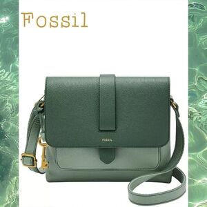 Fossil Green Leather Crossbody Bag
